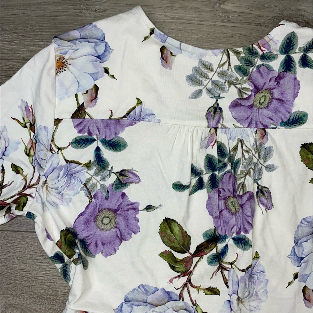 NWOT ASOS Faux Wrap Floral Dress Size 8 White Pruple - Picture 7 of 11